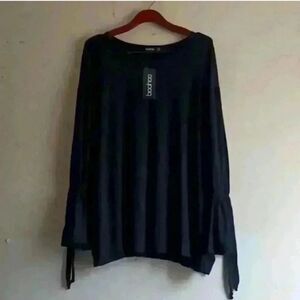Boohoo Elegant Black Long Sleeve Top